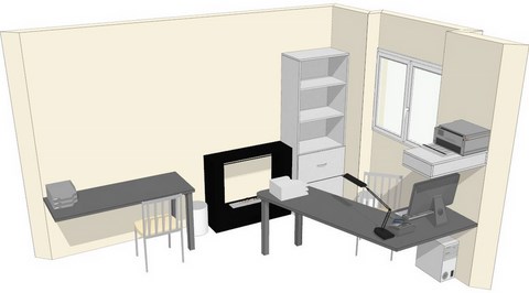 conception d'un bureau vue 3D