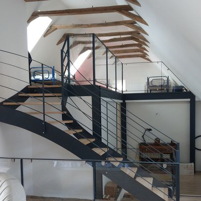 Escalier bois métal quart-tournant 